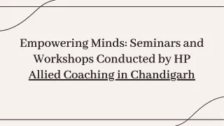 Seminars and Workshops Conducted by Allied Coaching