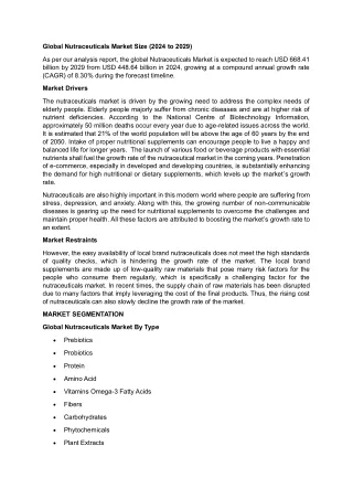 Global Nutraceuticals Market Report | Size & Share 2024-2029