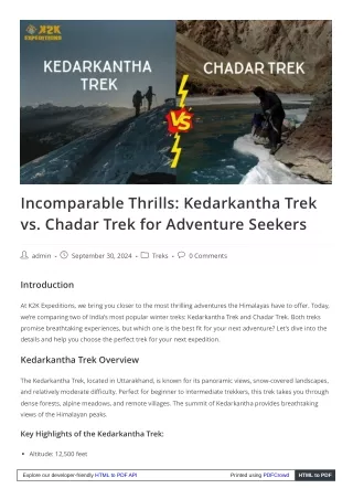 Kedarkantha Trek vs. Chadar Trek: Which Adventure Suits You?