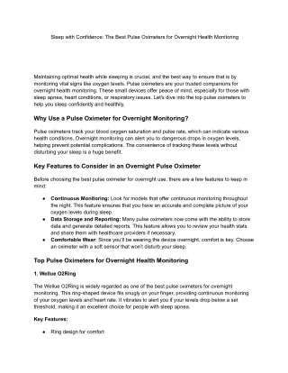 Sleep with Confidence_ The Best Pulse Oximeters for Overnight Health Monitoring