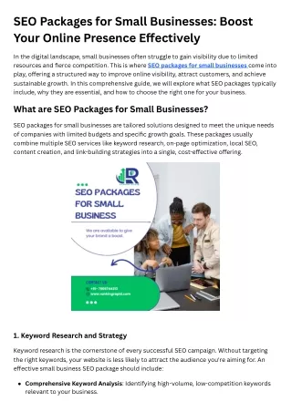 SEO Packages for Small Businesses Boost Your Online Presence Effectively