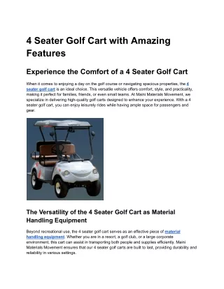 4 Seater Golf Cart with Amazing Features - Maini Materials Movement