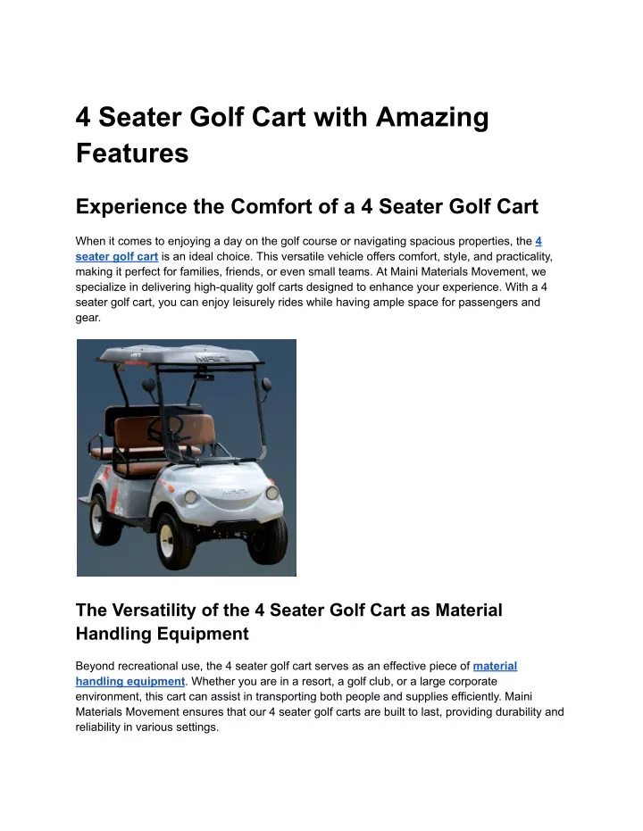 4 seater golf cart with amazing features