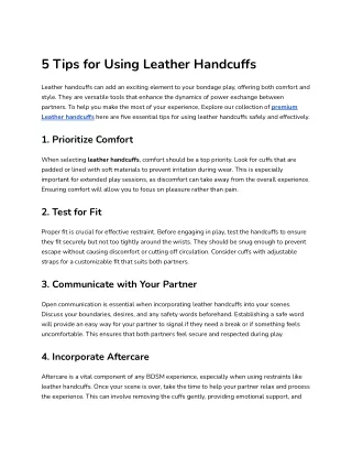 5 Tips for Using Leather Handcuffs