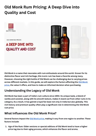 old monk rum pricing a deep dive into quality