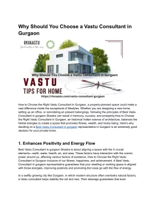 Why Should You Choose a Vastu Consultant in Gurgaon
