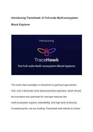 Introducing TraceHawk: A Full-suite Multi-ecosystem Block Explorer