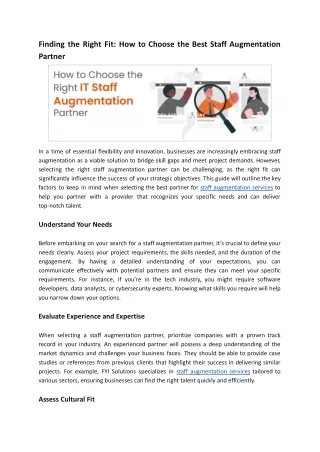 Finding the Right Fit_ How to Choose the Best Staff Augmentation Partner