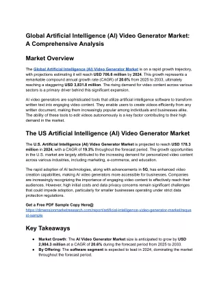 Global Artificial Intelligence (AI) Video Generator Market_ A Comprehensive Analysis