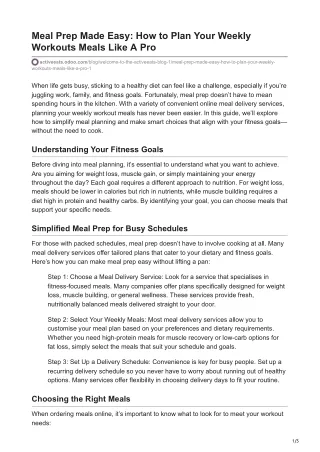 Meal Prep Made Easy How to Plan Your Weekly Workouts Meals Like A Pro