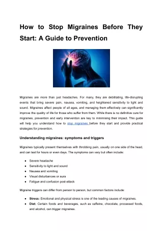 how to stop migraines before they