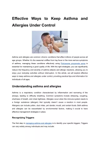 effective ways to keep asthma and