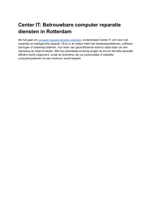Center IT_ Betrouwbare computer reparatie diensten in Rotterdam