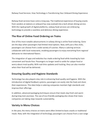 railway food services how technology