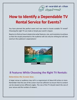 How to Identify a Dependable TV Rental Service for Events?