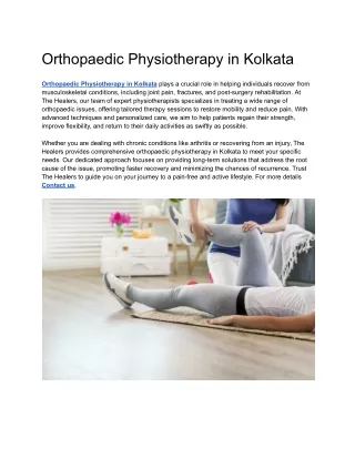 Orthopaedic Physiotherapy in Kolkata