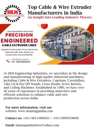 Cable Extruder Manufacturers in India