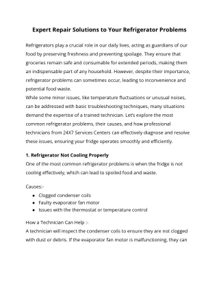 expert repair solutions to your refrigerator