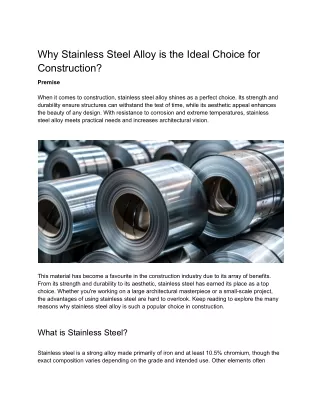 Why Stainless Steel Alloy is the Ideal Choice for Construction