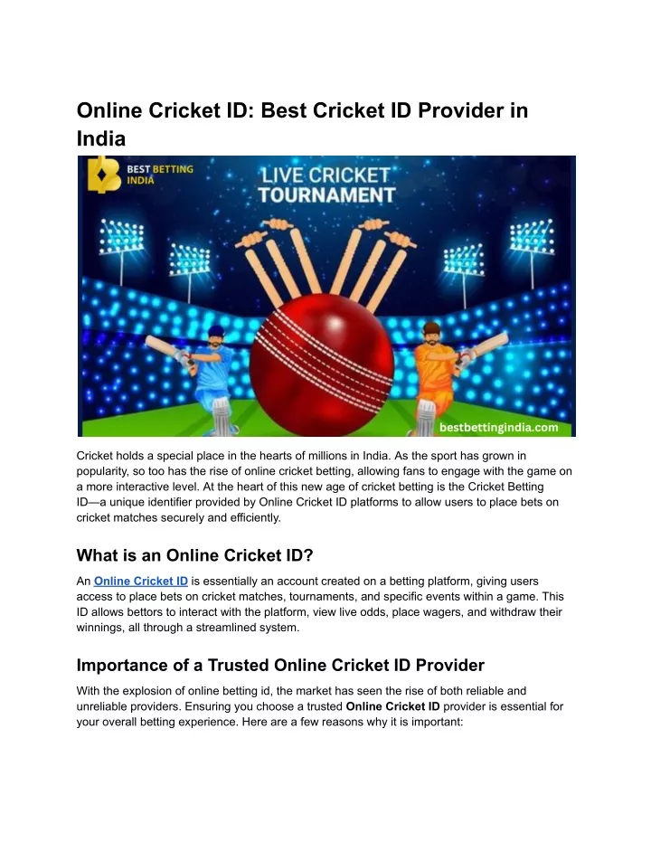 online cricket id best cricket id provider