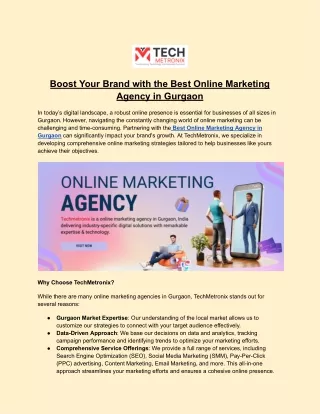 Best Online Marketing Agency in Gurgaon-Techmetronix