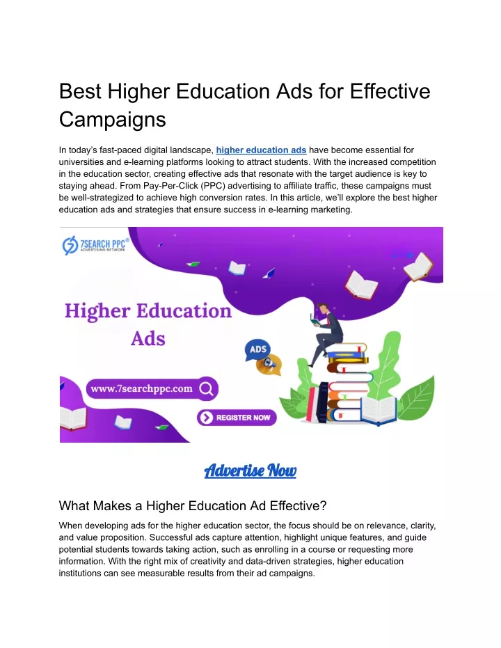 best higher education ads for effective campaigns