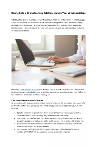 How to Build a Strong Working Relationship with Your Virtual Assistant
