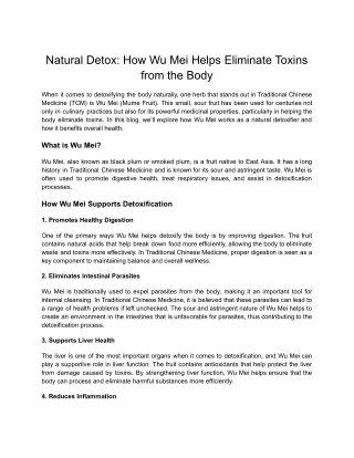 Natural Detox_ How Wu Mei Helps Eliminate Toxins from the Body