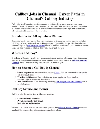 Callboy Jobs in Chennai 1