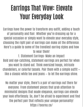 Earrings That Wow: Elevate Your Everyday Look