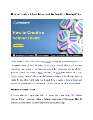 how to create a solana token and its benefits