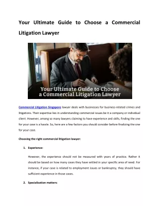 Your Ultimate Guide to Choose a Commercial Litigation Lawyer