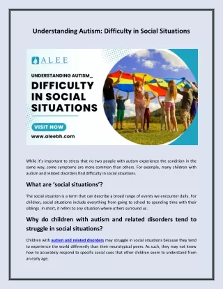 Understanding Autism: Difficulty in Social Situations