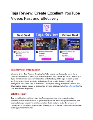 Taja Review_ Create Excellent YouTube Videos Fast and Effectively