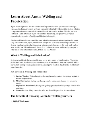 Learn About Austin Welding and Fabrication