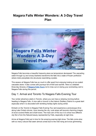 Niagara Falls Winter Wonders: A 3-Day Travel Plan