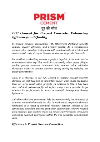 PPC Cement for Precast Concrete Enhancing Efficiency and Quality (1) (1)