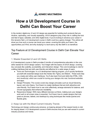 How a UI Development Course in Delhi Can Boost Your Career