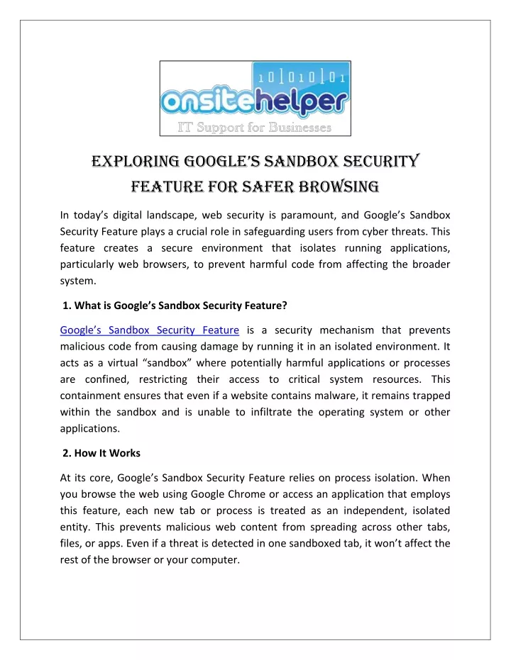 exploring google s sandbox security feature