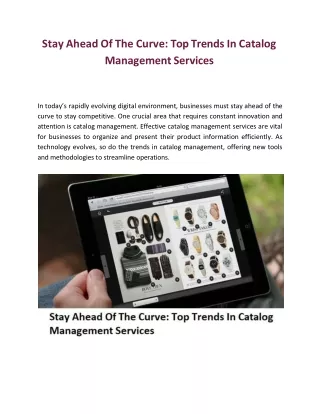 Stay Ahead Of The Curve: Top Trends In Catalog Management Services