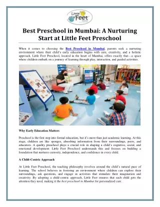 Best Preschool in Mumbai – Nurturing Young Minds