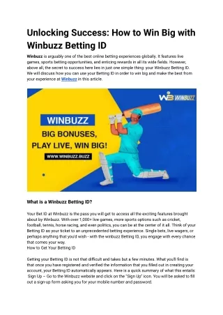 Unlocking Success_ How to Win Big with Winbuzz Betting ID