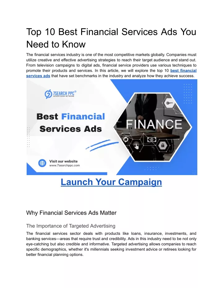 top 10 best financial services ads you need