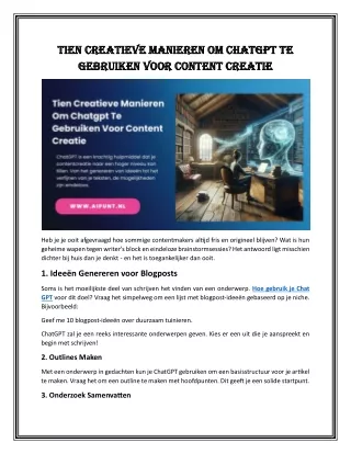 Tien Creatieve Manieren Om Chatgpt Te Gebruiken Voor Content Creatie