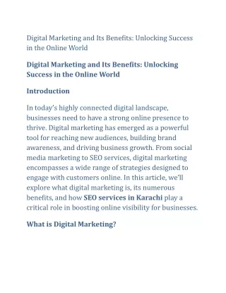 digital marketing and its benefits unlocking