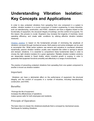 Understanding Vibration Isolation_ Key Concepts and Applications