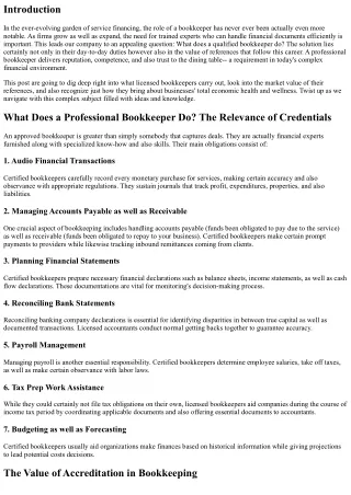 What Does an Accredited Bookkeeper Perform? The Significance of Qualifications
