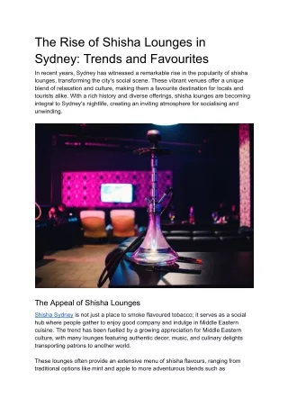 The Rise of Shisha Lounges in Sydney_ Trends and Favourites