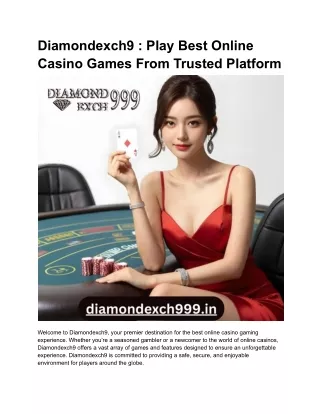 Diamondexch9 - Play Best Online Casino Games From Trusted Platform