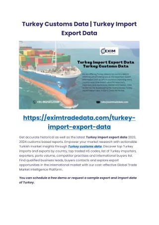 Turkey Customs Data | Turkey Import Export Data